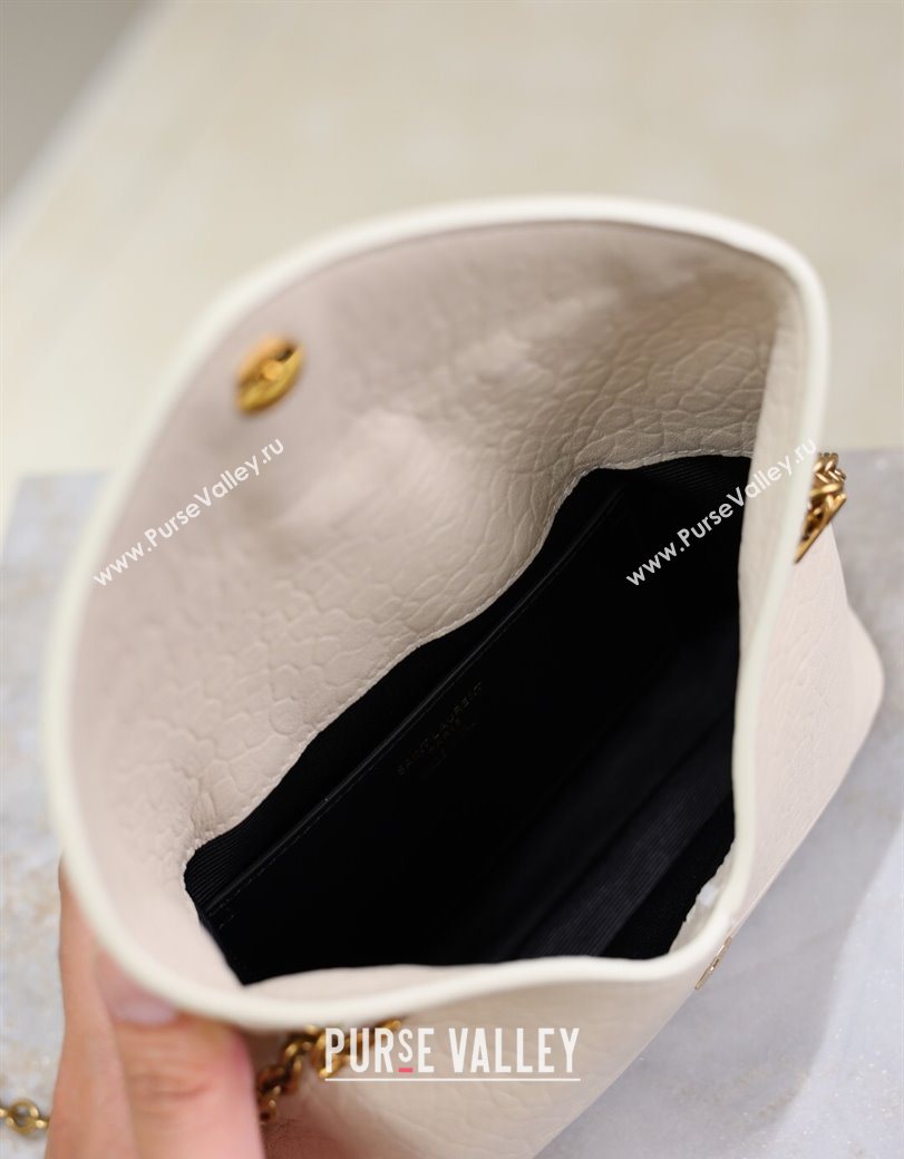 Saint Laurent Cassandre Chain Clutch in Embossed Lambskin White 2025 819271 (YY-250625100)