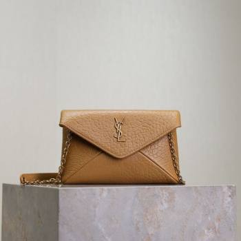 Saint Laurent Cassandre Chain Clutch in Embossed Lambskin Clay Yellow 2025 819271 (YY-250625101)