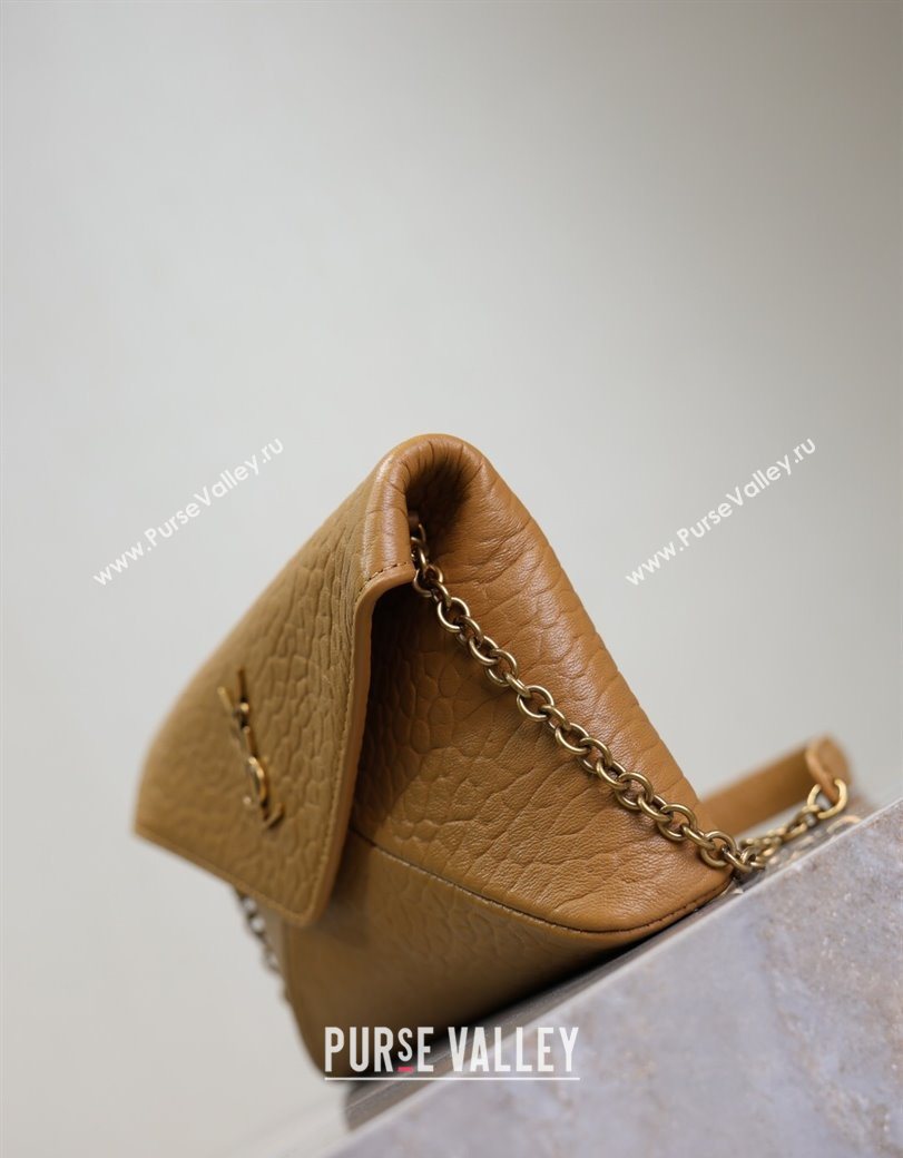 Saint Laurent Cassandre Chain Clutch in Embossed Lambskin Clay Yellow 2025 819271 (YY-250625101)
