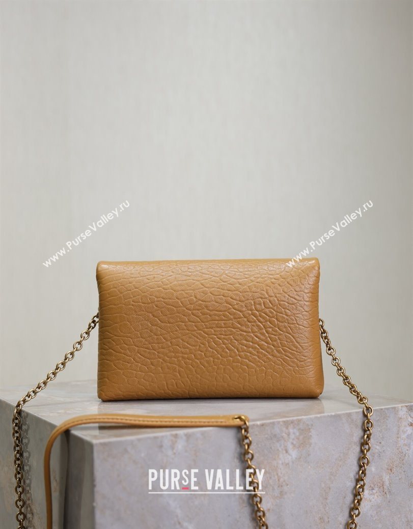 Saint Laurent Cassandre Chain Clutch in Embossed Lambskin Clay Yellow 2025 819271 (YY-250625101)