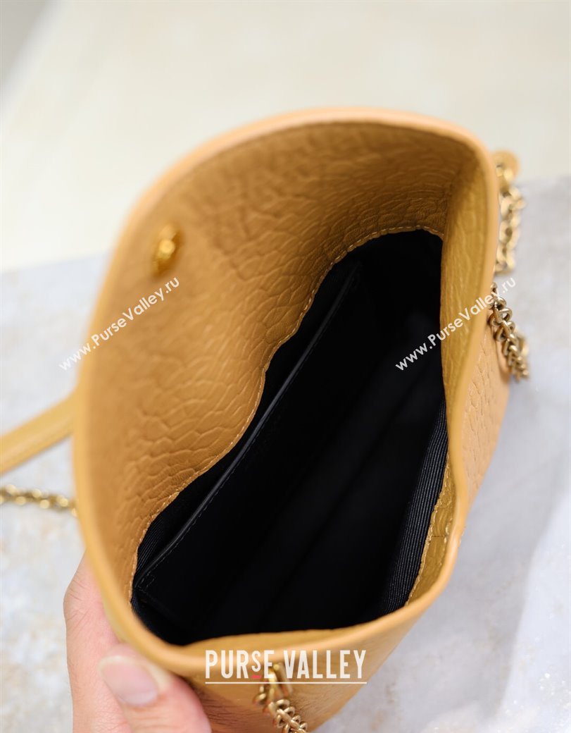 Saint Laurent Cassandre Chain Clutch in Embossed Lambskin Clay Yellow 2025 819271 (YY-250625101)