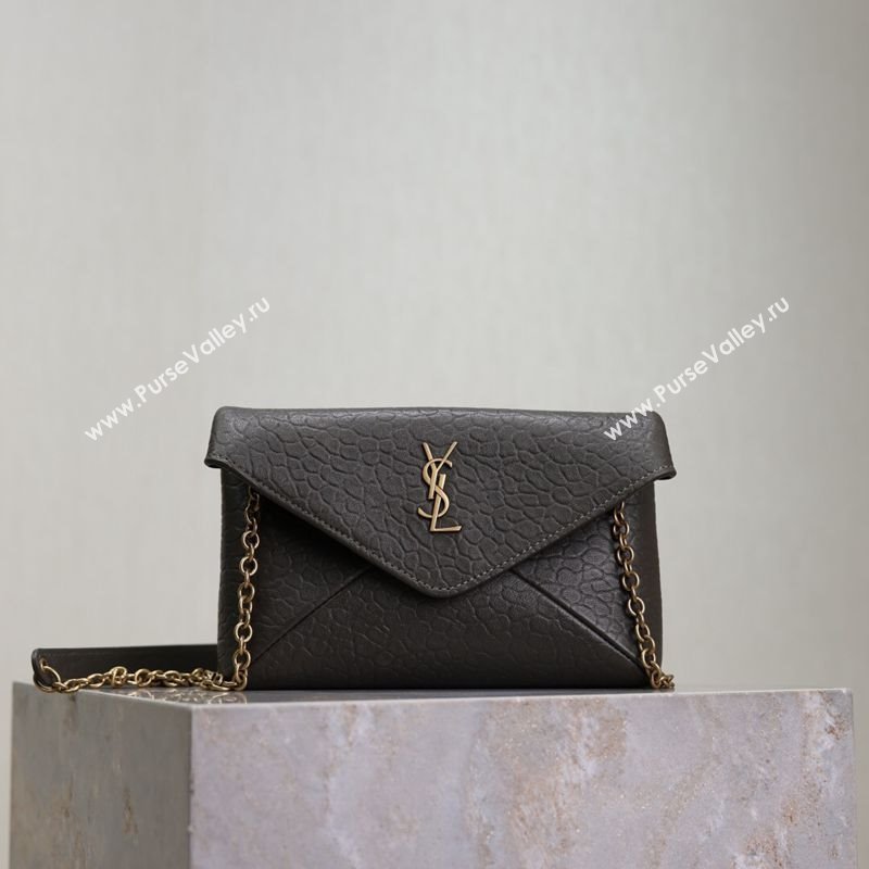 Saint Laurent Cassandre Chain Clutch in Embossed Lambskin Green 2025 819271 (YY-250625102)