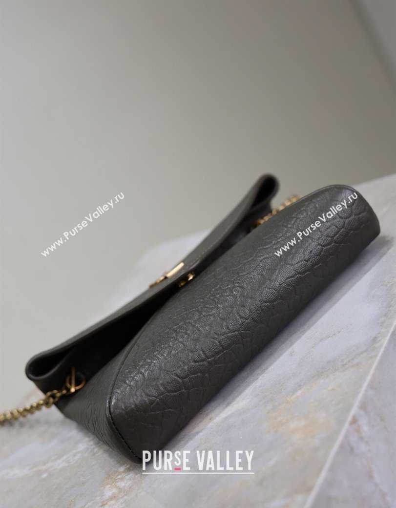 Saint Laurent Cassandre Chain Clutch in Embossed Lambskin Green 2025 819271 (YY-250625102)