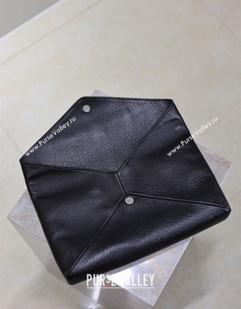 Saint Laurent Cassandre Large Envelope Pouch in Embossed Lambskin Black/Silver 2025 769307 (YY-250625103)