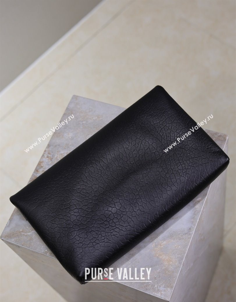 Saint Laurent Cassandre Large Envelope Pouch in Embossed Lambskin Black/Silver 2025 769307 (YY-250625103)