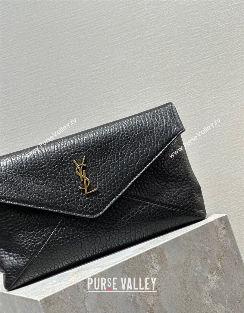 Saint Laurent Cassandre Large Envelope Pouch in Embossed Lambskin Black/Gold 2025 769307 (YY-250625104)
