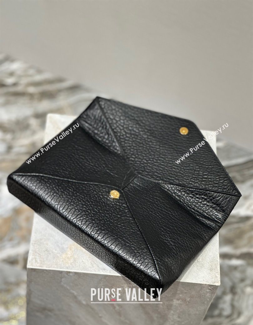 Saint Laurent Cassandre Large Envelope Pouch in Embossed Lambskin Black/Gold 2025 769307 (YY-250625104)
