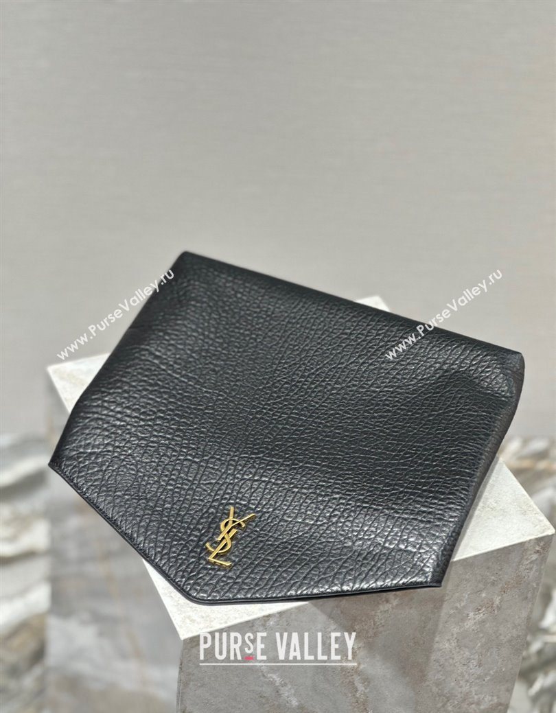 Saint Laurent Cassandre Large Envelope Pouch in Embossed Lambskin Black/Gold 2025 769307 (YY-250625104)