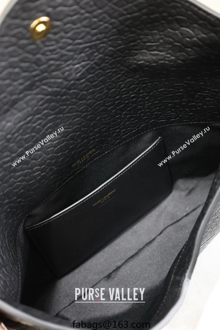 Saint Laurent Cassandre Large Envelope Pouch in Embossed Lambskin Black/Gold 2025 769307 (YY-250625104)