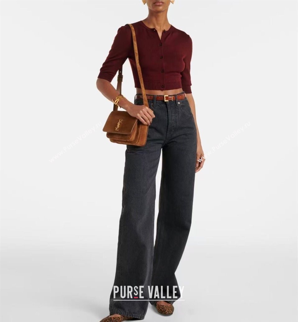 Saint Laurent Niki Satchel Bag in Suede Clay Brown 2025 718556 (YY-250625082)