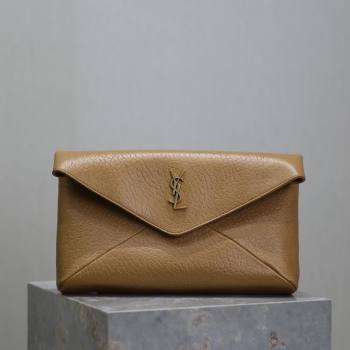 Saint Laurent Cassandre Large Envelope Pouch in Embossed Lambskin Clay Yellow 2025 769307 (YY-250625105)