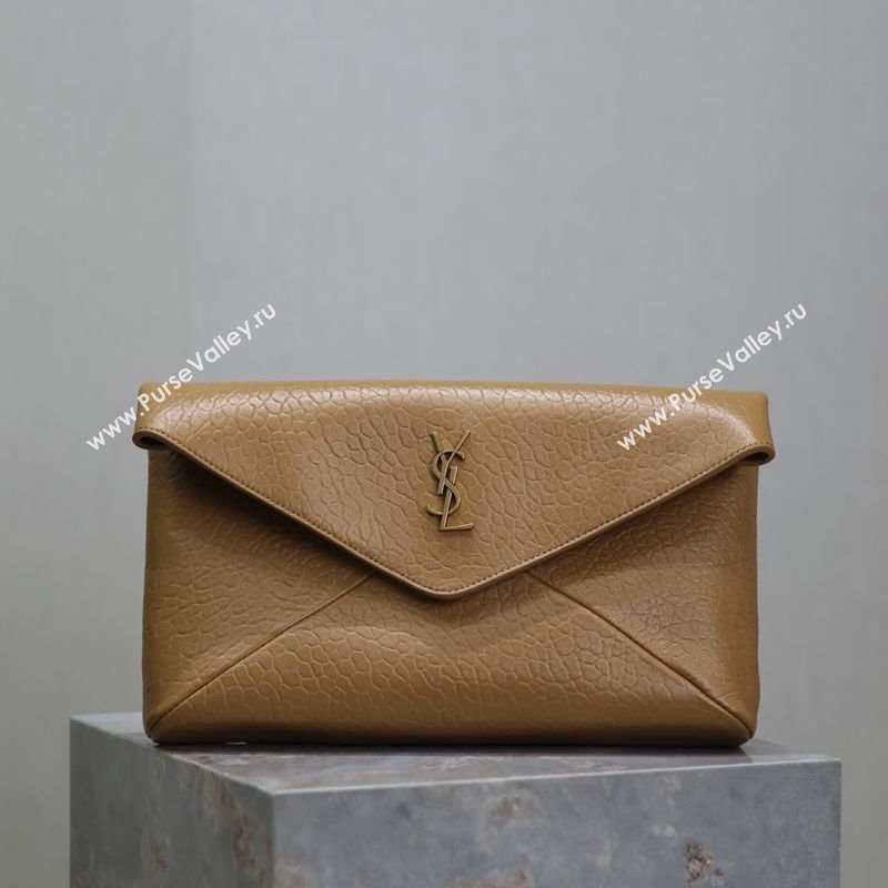 Saint Laurent Cassandre Large Envelope Pouch in Embossed Lambskin Clay Yellow 2025 769307 (YY-250625105)