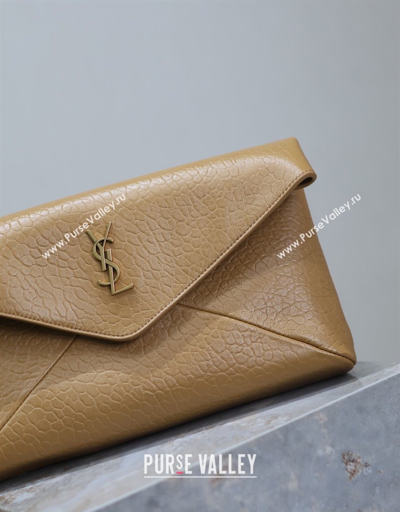 Saint Laurent Cassandre Large Envelope Pouch in Embossed Lambskin Clay Yellow 2025 769307 (YY-250625105)