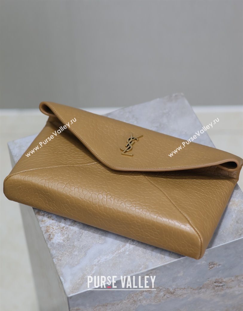 Saint Laurent Cassandre Large Envelope Pouch in Embossed Lambskin Clay Yellow 2025 769307 (YY-250625105)