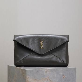 Saint Laurent Cassandre Large Envelope Pouch in Embossed Lambskin Green 2025 769307 (YY-250625106)