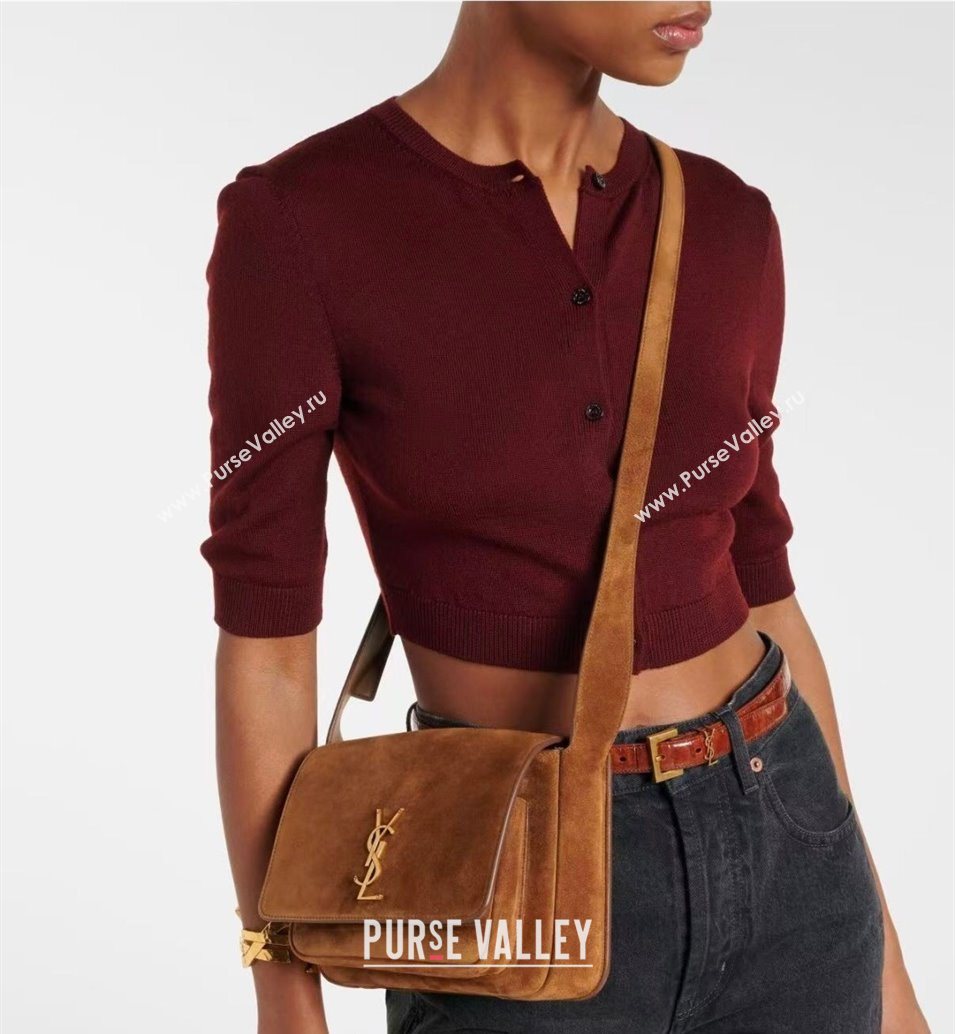 Saint Laurent Niki Satchel Bag in Suede Clay Brown 2025 718556 (YY-250625082)
