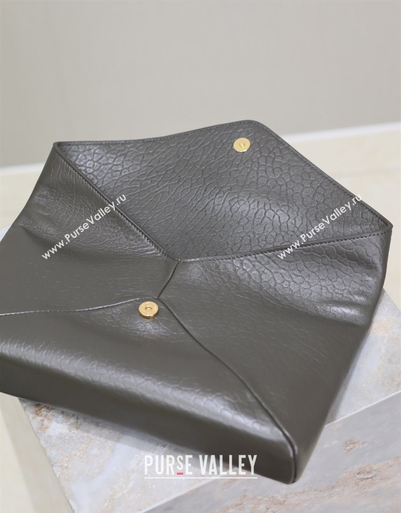 Saint Laurent Cassandre Large Envelope Pouch in Embossed Lambskin Green 2025 769307 (YY-250625106)