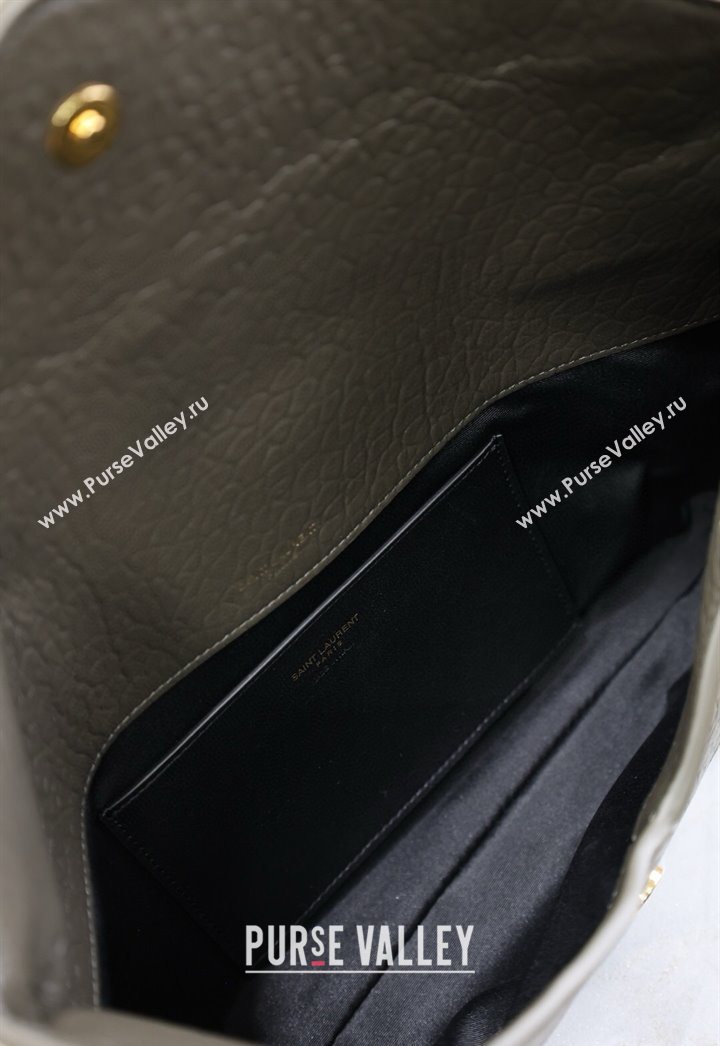 Saint Laurent Cassandre Large Envelope Pouch in Embossed Lambskin Green 2025 769307 (YY-250625106)
