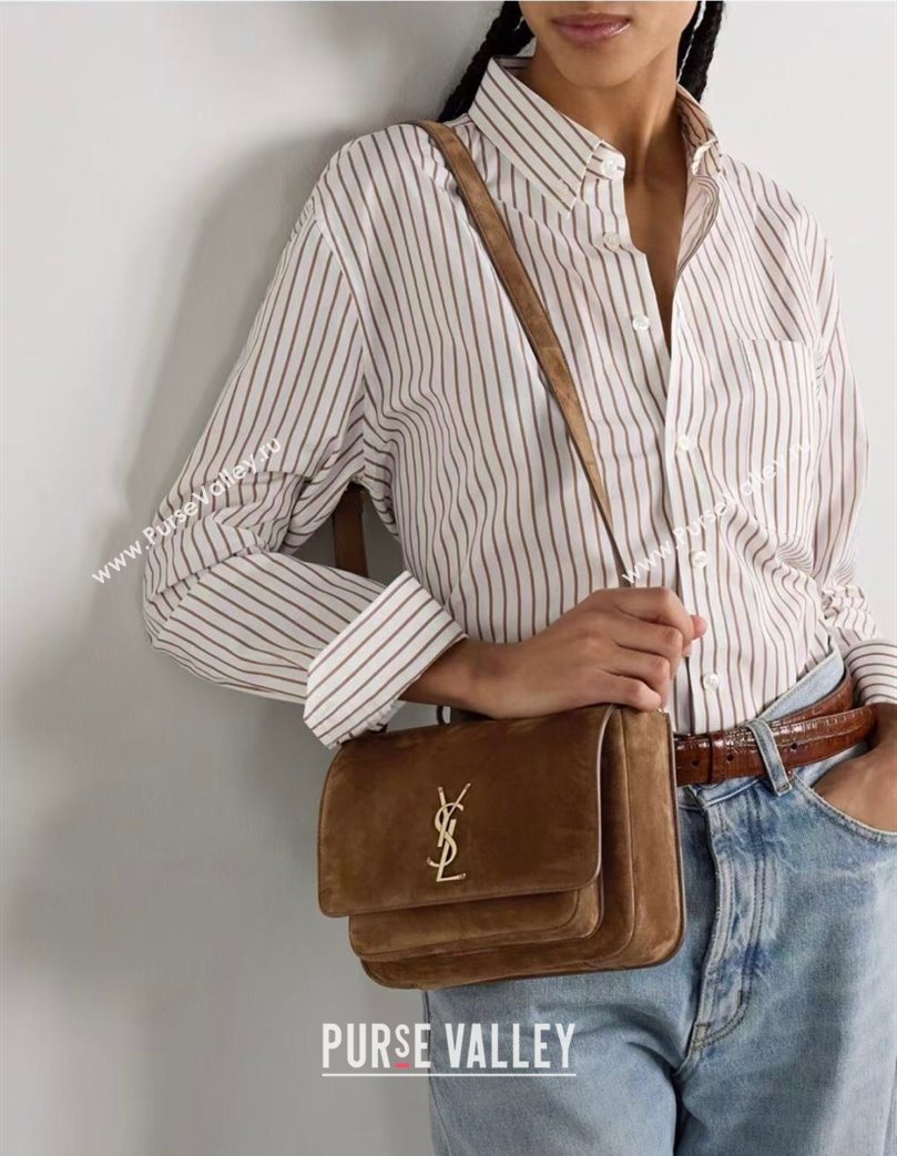 Saint Laurent Niki Satchel Bag in Suede Clay Brown 2025 718556 (YY-250625082)