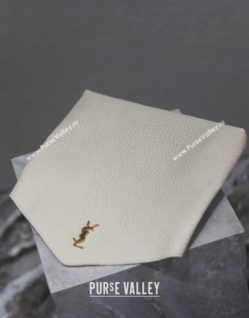 Saint Laurent Cassandre Large Envelope Pouch in Embossed Lambskin White 2025 769307 (YY-250625107)