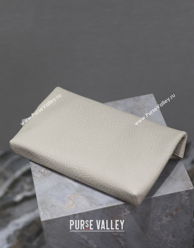Saint Laurent Cassandre Large Envelope Pouch in Embossed Lambskin White 2025 769307 (YY-250625107)
