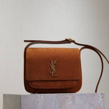 Saint Laurent Niki Satchel Bag in Suede Clay Brown 2025 718556 (YY-250625082)
