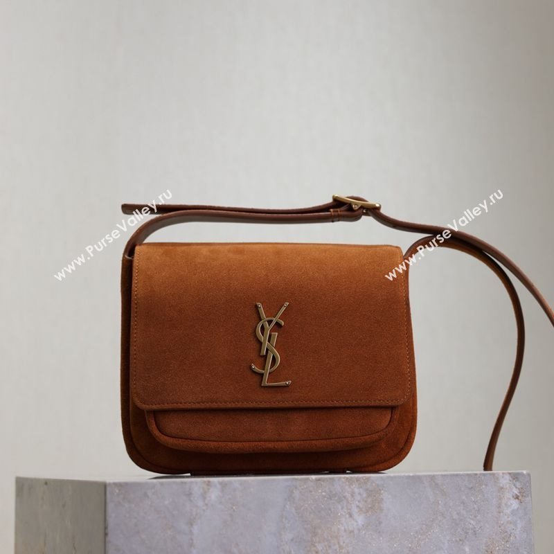 Saint Laurent Niki Satchel Bag in Suede Clay Brown 2025 718556 (YY-250625082)