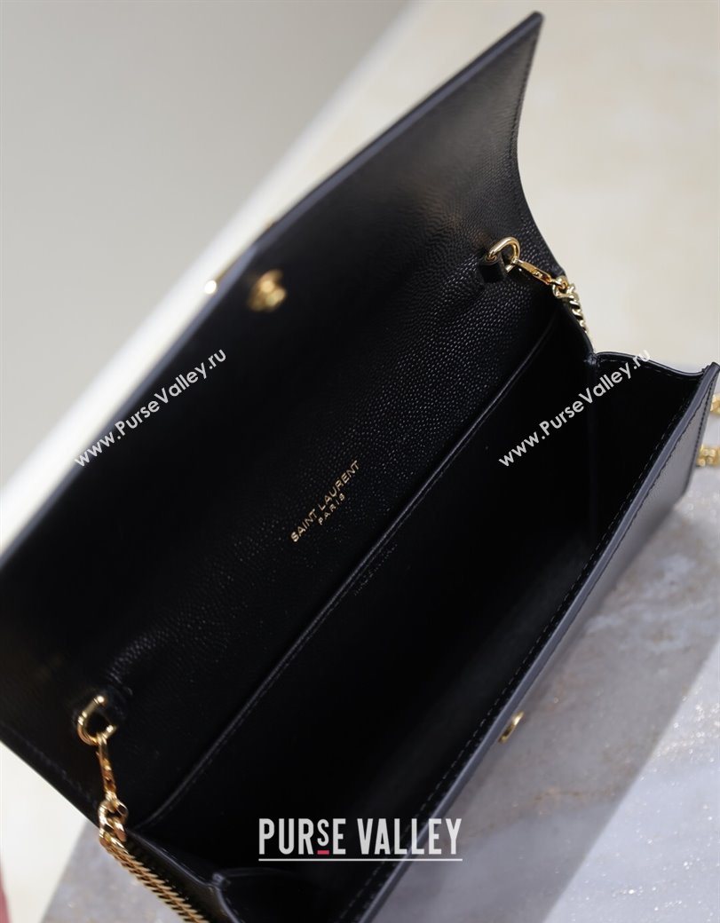 Saint Laurent Uptown Chain Wallet in Grained Leather Black/Gold 2025 607788 (YY-250625109)