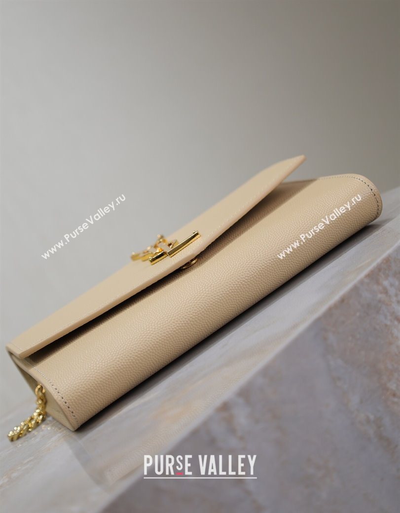 Saint Laurent Uptown Chain Wallet in Grained Leather Beige 2025 607788 (YY-250625111)