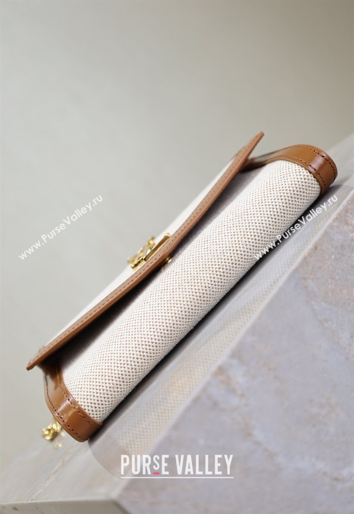 Saint Laurent Uptown Chain Wallet in Canvas and Leather Brown 2025 607788 (YY-250625112)