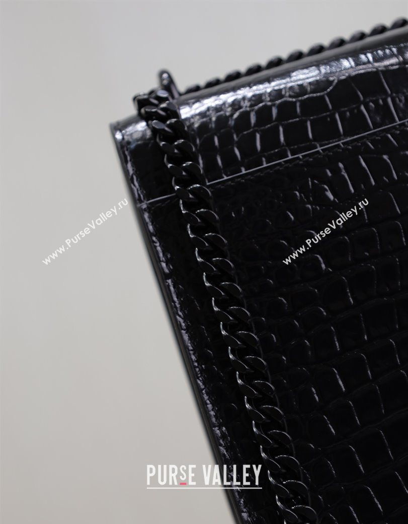 Saint Laurent Sunset Medium Bag in Crocodile Embossed Leather 442906 All Black 2025 (YY-250625090)