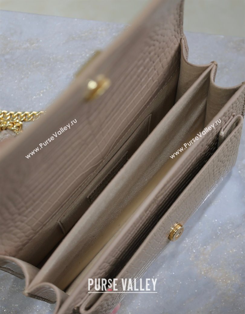 Saint Laurent Sunset Medium Bag in Crocodile Embossed Leather 442906 Beige 2025 (YY-250625091)