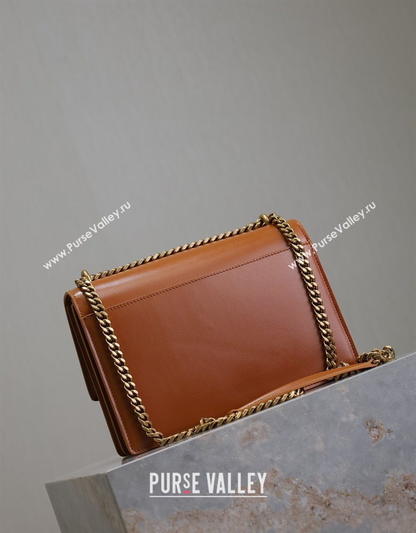 Saint Laurent Sunset Medium Bag in Box Leather 442906 Caramel Brown 2025 (YY-250625095)