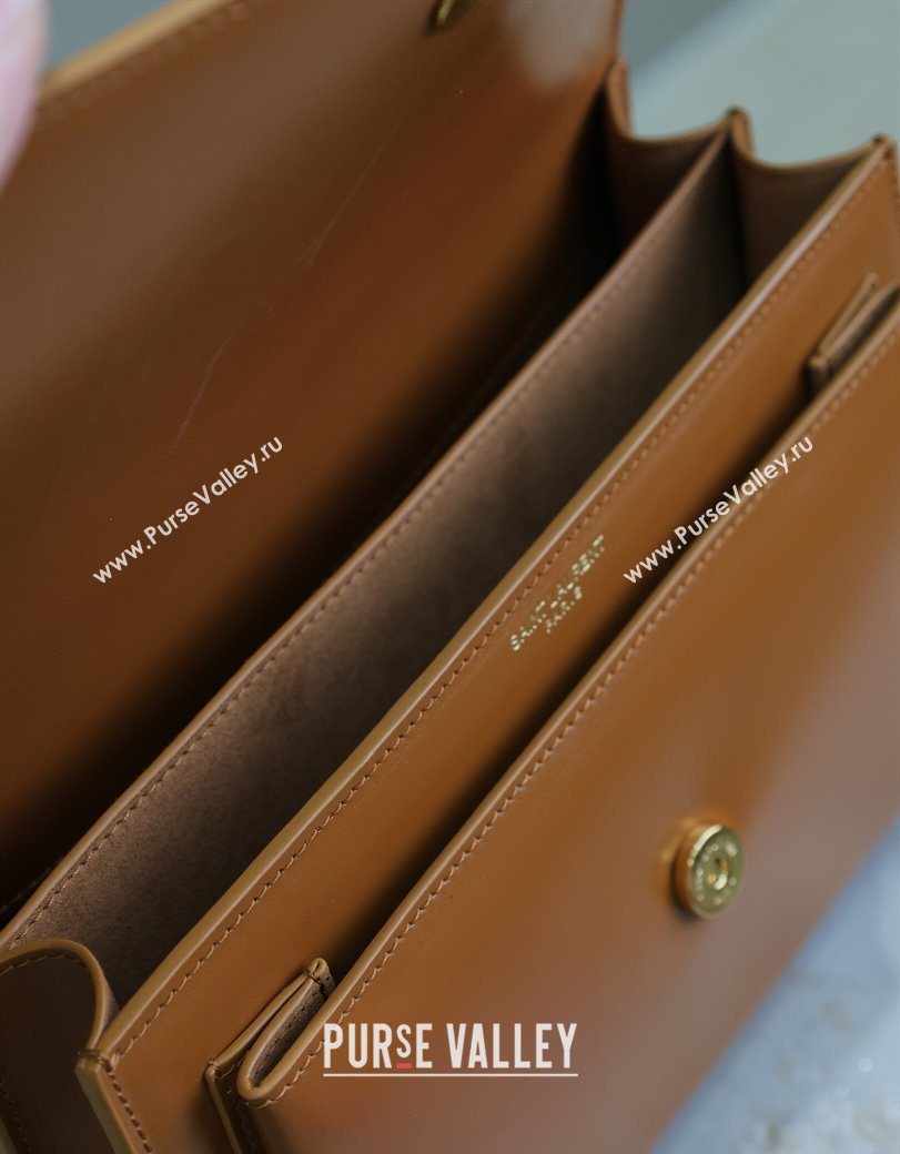 Saint Laurent Sunset Medium Bag in Box Leather 442906 Caramel Brown 2025 (YY-250625095)