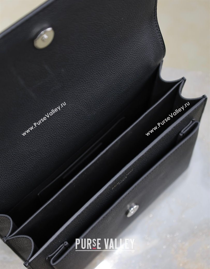Saint Laurent Sunset Medium Bag in Grained Leather 442906 Black/Silver 2025 (YY-250625096)