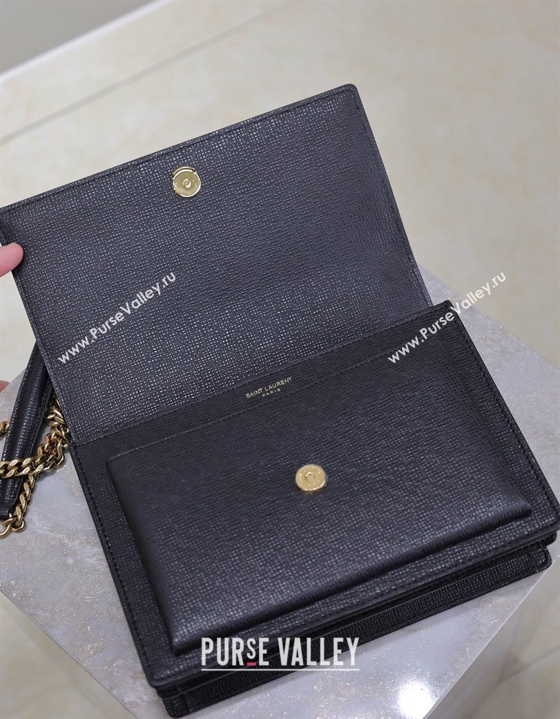 Saint Laurent Sunset Medium Bag in Saffiano Leather 442906 Black/Gold 2025 (YY-250625097)