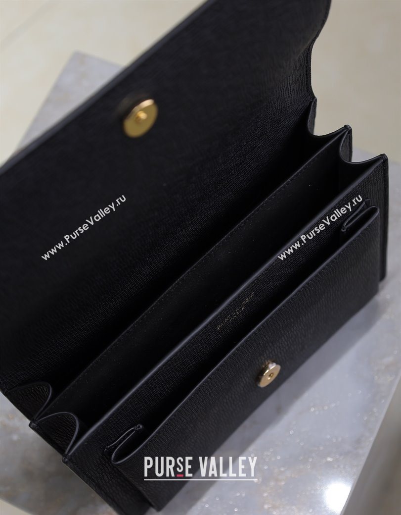 Saint Laurent Sunset Medium Bag in Saffiano Leather 442906 Black/Gold 2025 (YY-250625097)
