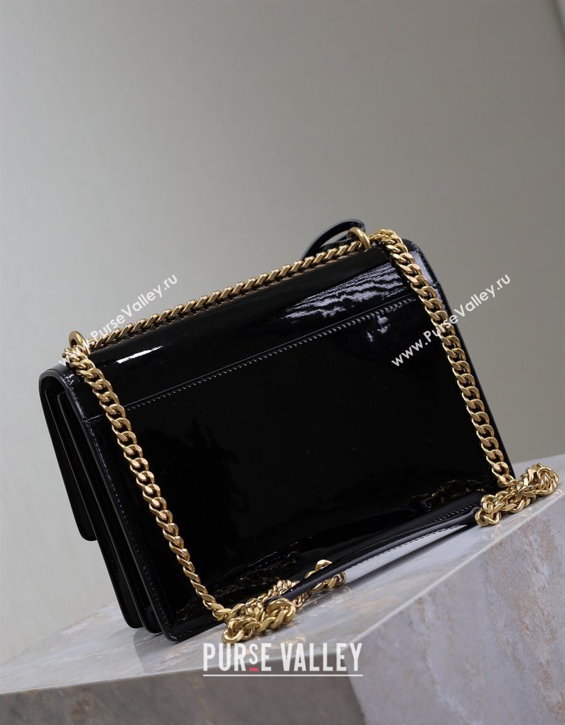 Saint Laurent Sunset Medium Bag in Patent Leather 442906 Black/Gold 2025 (YY-250625098)