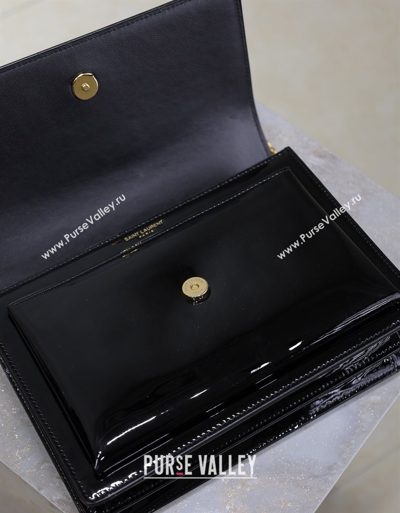 Saint Laurent Sunset Medium Bag in Patent Leather 442906 Black/Gold 2025 (YY-250625098)