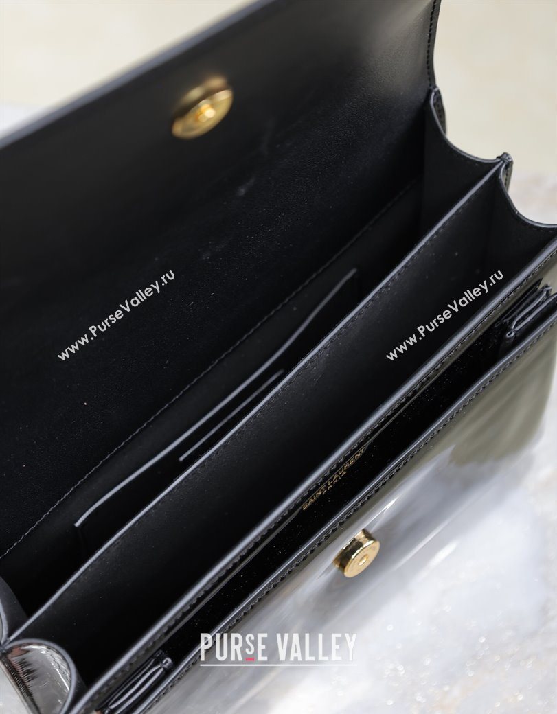 Saint Laurent Sunset Medium Bag in Patent Leather 442906 Black/Gold 2025 (YY-250625098)