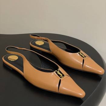 Saint Laurent Babylone Flats Slingback in Shiny Calfskin Yellow 2025 8036469 (KL-250825096)