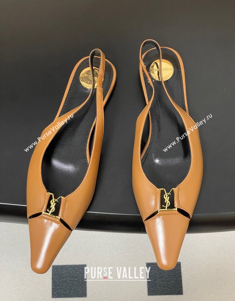 Saint Laurent Babylone Flats Slingback in Shiny Calfskin Yellow 2025 8036469 (KL-250825096)