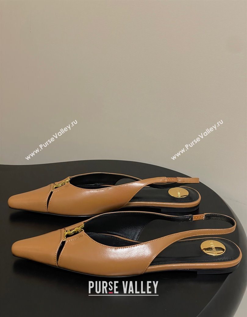 Saint Laurent Babylone Flats Slingback in Shiny Calfskin Yellow 2025 8036469 (KL-250825096)