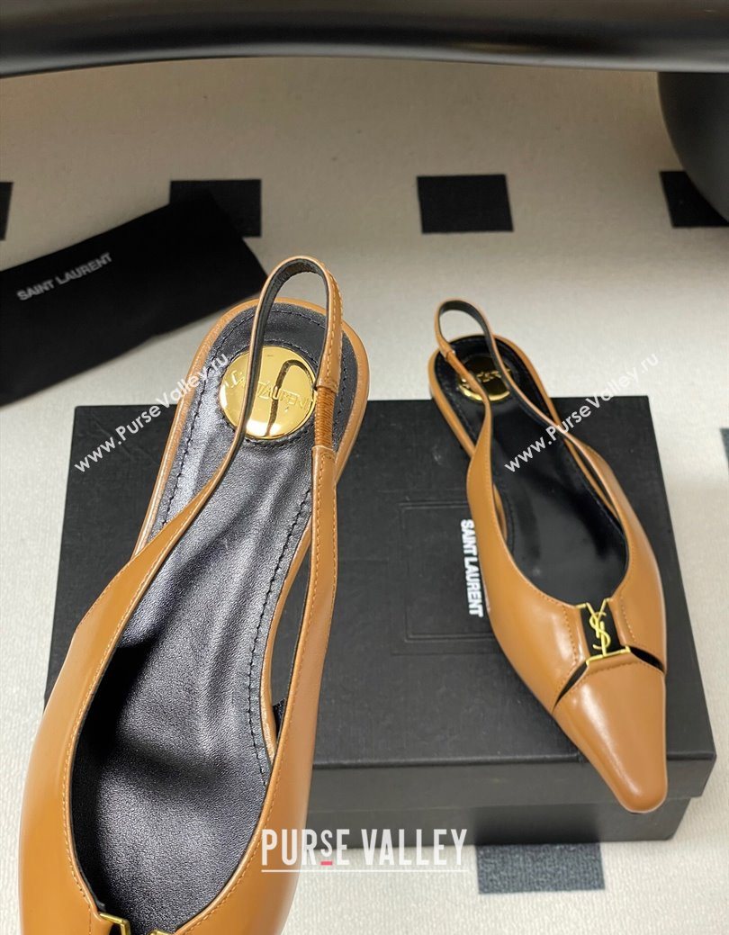 Saint Laurent Babylone Flats Slingback in Shiny Calfskin Yellow 2025 8036469 (KL-250825096)