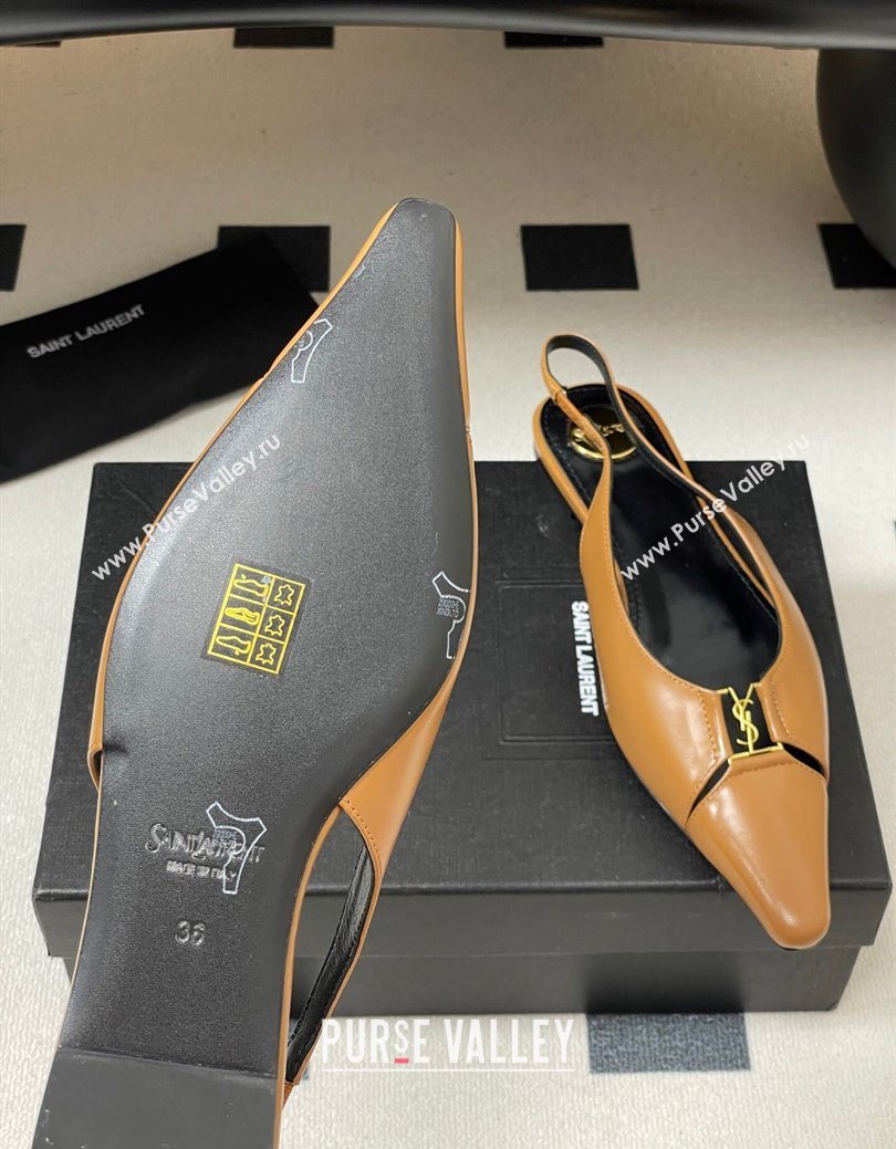 Saint Laurent Babylone Flats Slingback in Shiny Calfskin Yellow 2025 8036469 (KL-250825096)