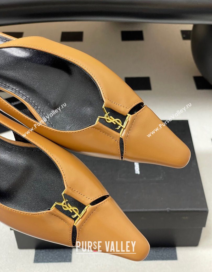 Saint Laurent Babylone Flats Slingback in Shiny Calfskin Yellow 2025 8036469 (KL-250825096)