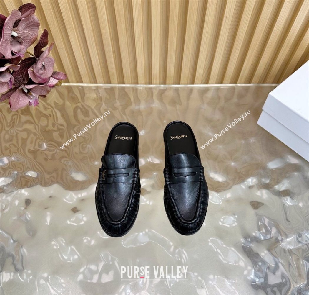 Saint Laurent Le Loafers Mules in Creased Leather Black 2025 (MD-250825099)
