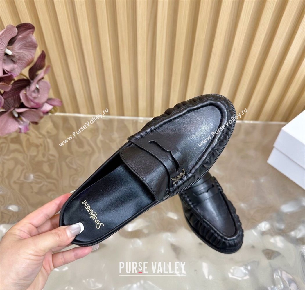 Saint Laurent Le Loafers Mules in Creased Leather Black 2025 (MD-250825099)