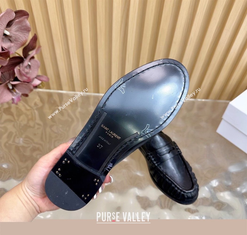 Saint Laurent Le Loafers Mules in Creased Leather Black 2025 (MD-250825099)