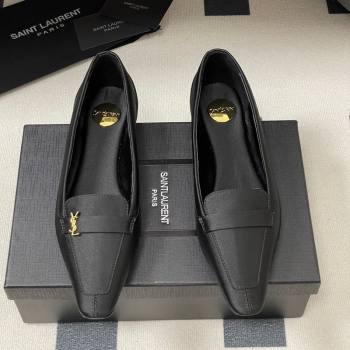 Saint Laurent Poppy Ballerinas Flat in Satin Black 2025 818008 (MD-250825108)
